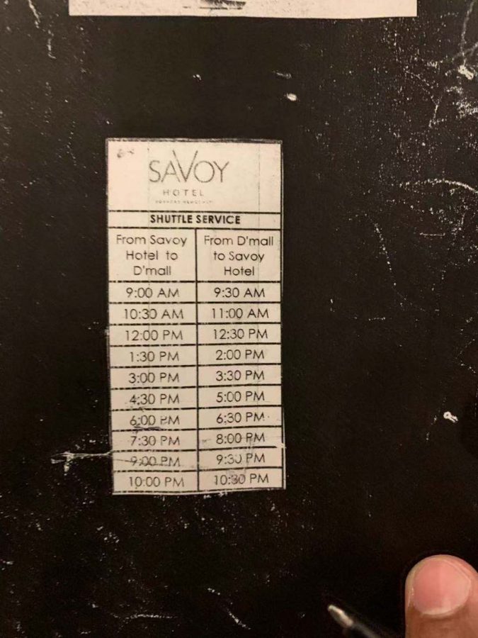 酒店有巴士往返到D'MALL